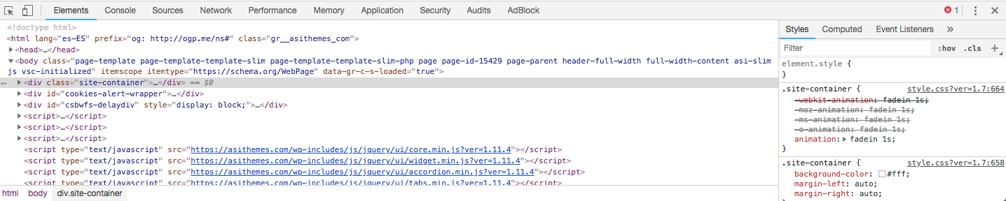 Captura pantalla inspector navegador Google Chrome